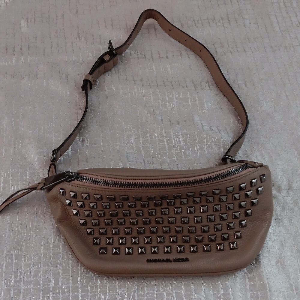 Michael Kors Rhea Leather Pyramid Studded Belt Bag